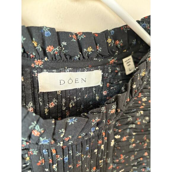 DOEN Knoll Mini Dress in Black Parc Monceau Floral L RARE - Picture 7 of 9
